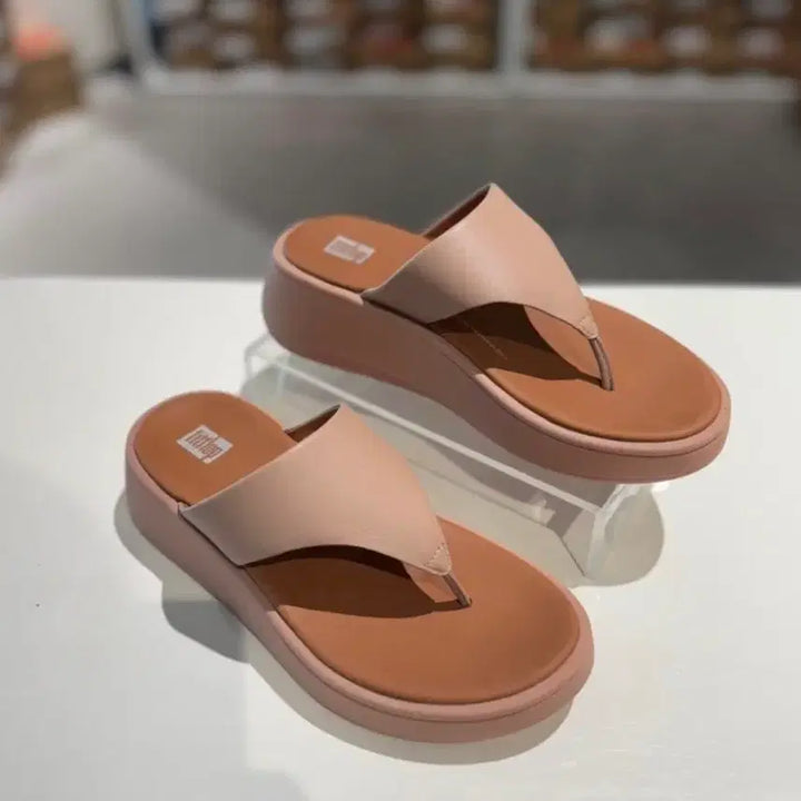 [BUNJANG] Fitflop F-Mode Leather Slippers Pink UK4 / 핏플랍 F모드 레더 슬리퍼 핑크 uk4 새상품