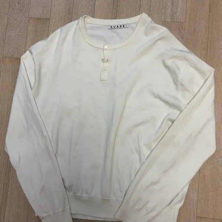 [BUNJANG] Soare Fit The Size Henley Neck Crop Knit Ivory / [L] 수아레 핏더사이즈 헨리넥 크롭니트 아이보리