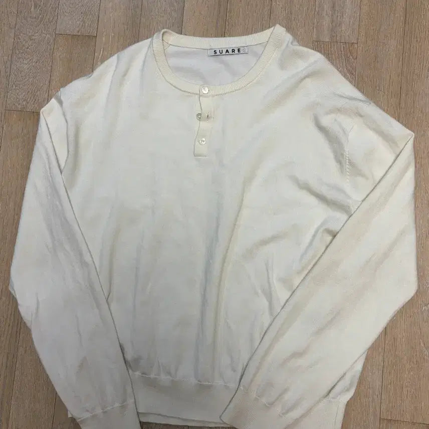 [BUNJANG] Soare Fit The Size Henley Neck Crop Knit Ivory / [L] 수아레 핏더사이즈 헨리넥 크롭니트 아이보리