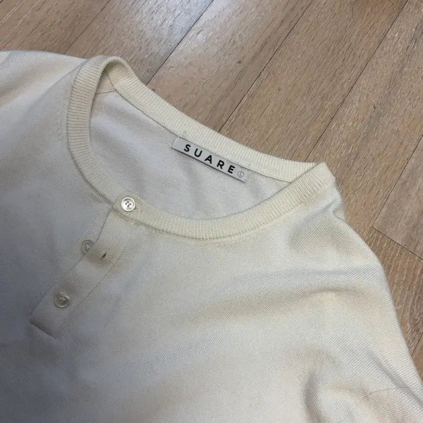 [BUNJANG] Soare Fit The Size Henley Neck Crop Knit Ivory / [L] 수아레 핏더사이즈 헨리넥 크롭니트 아이보리