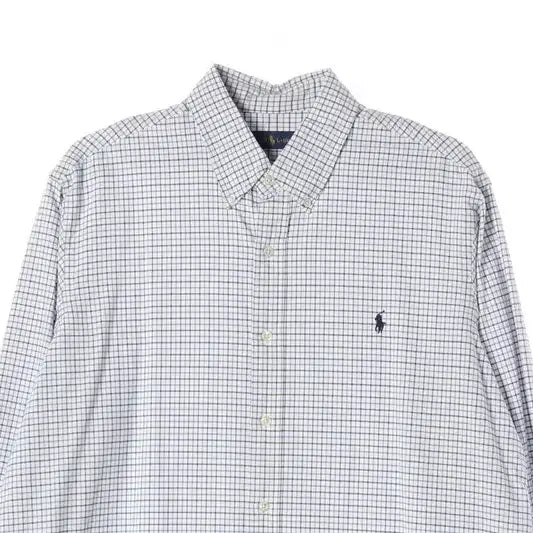 [BUNJANG] Polo Ralph Lauren Classic Fit Blue &amp; White Check Shirt XL / 폴로 랄프로렌 클래식핏 블루 화이트 체크 셔츠 XL