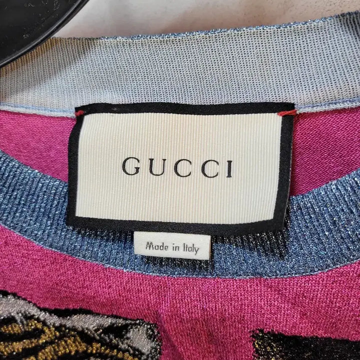 [BUNJANG] Gucci Tiger Print Lurex Knit Sweater / 정품 구찌 타이거 프린트 루렉스 여성니트 (국내 백화점 매장판)