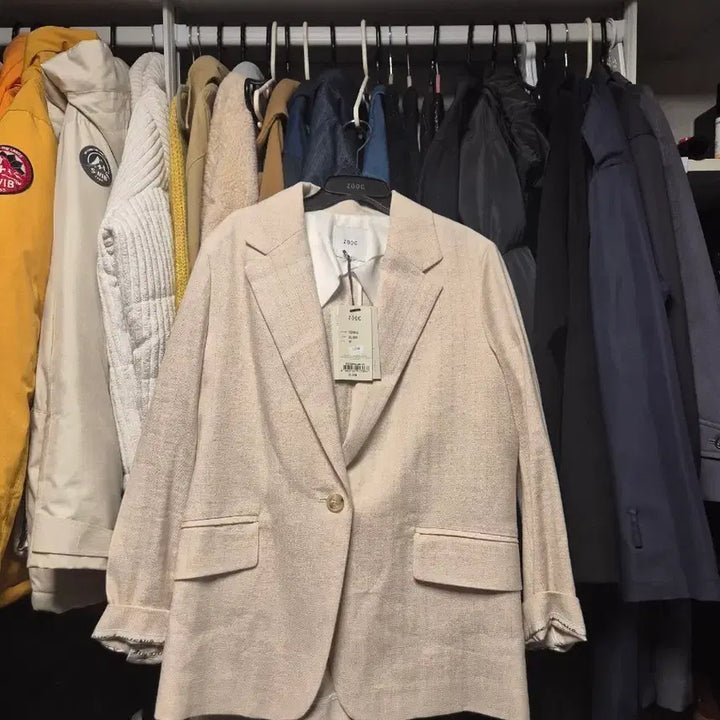 [BUNJANG] ZOOC Beige Linen Blend Summer Jacket / ZOOC 베이지색 여름 자켓