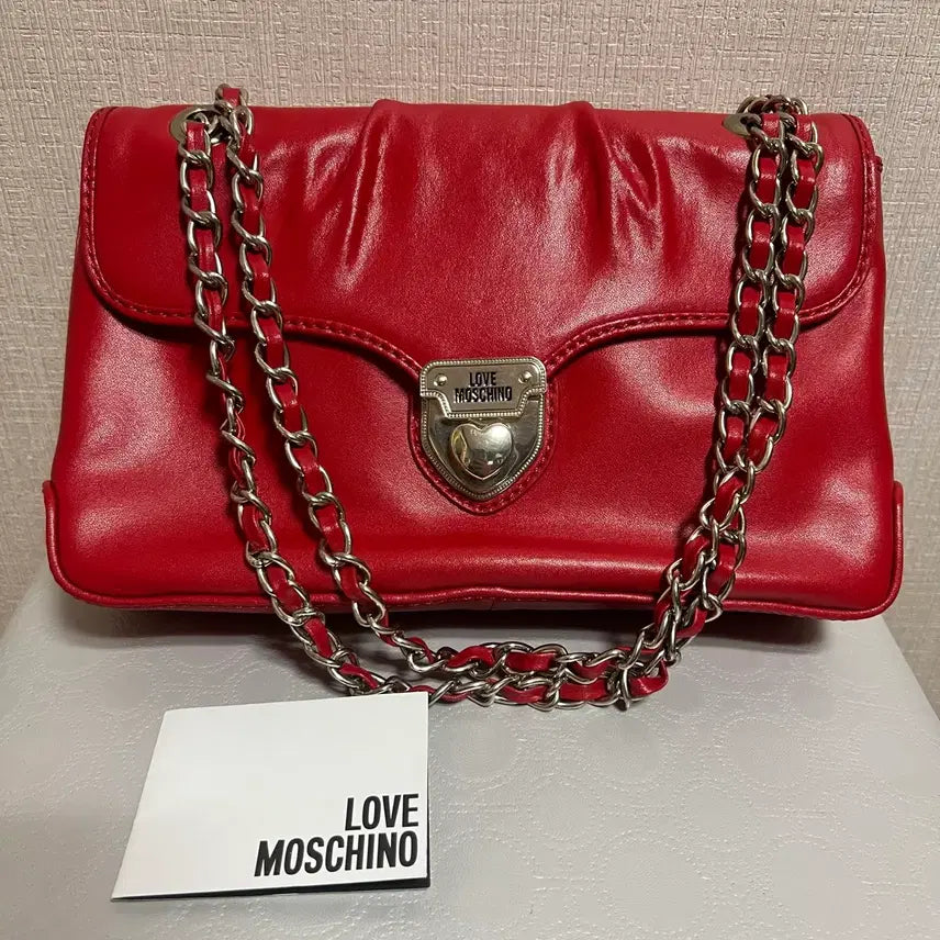 [BUNJANG] Love Moschino Red Chain Shoulder Bag / 러브모스키노 레드 체인 숄더백