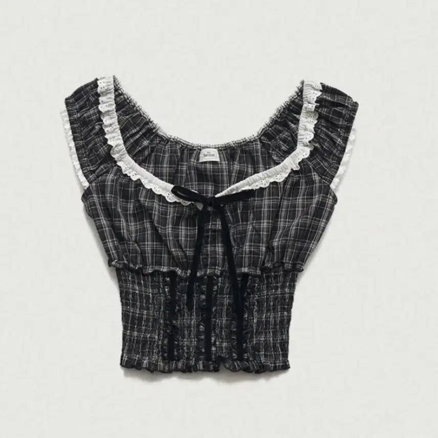 [SOLD OUT] 환연 민경 착용 더바넷 페투니아 스모크 블라우스_블랙