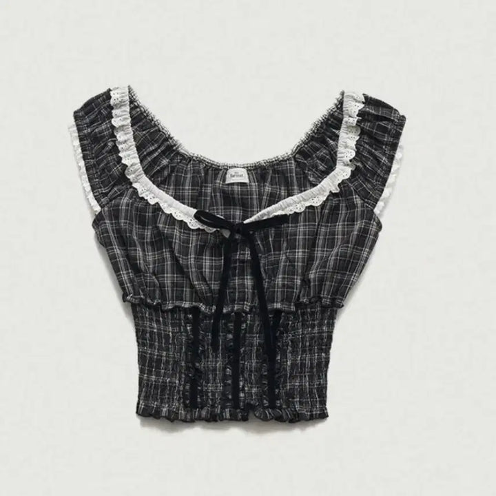 [SOLD OUT] 환연 민경 착용 더바넷 페투니아 스모크 블라우스_블랙