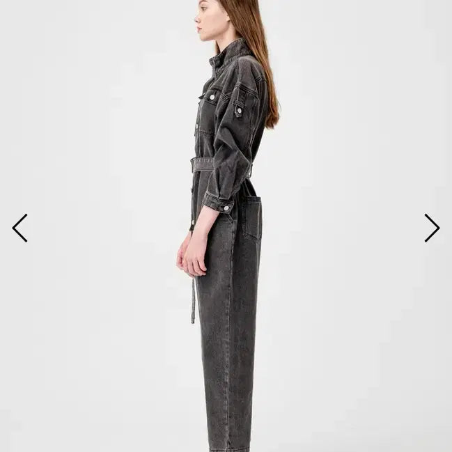 [BUNJANG] Pandora Fit Black Washed Denim Jumpsuit / 블랙 워싱 데님 점프슈트