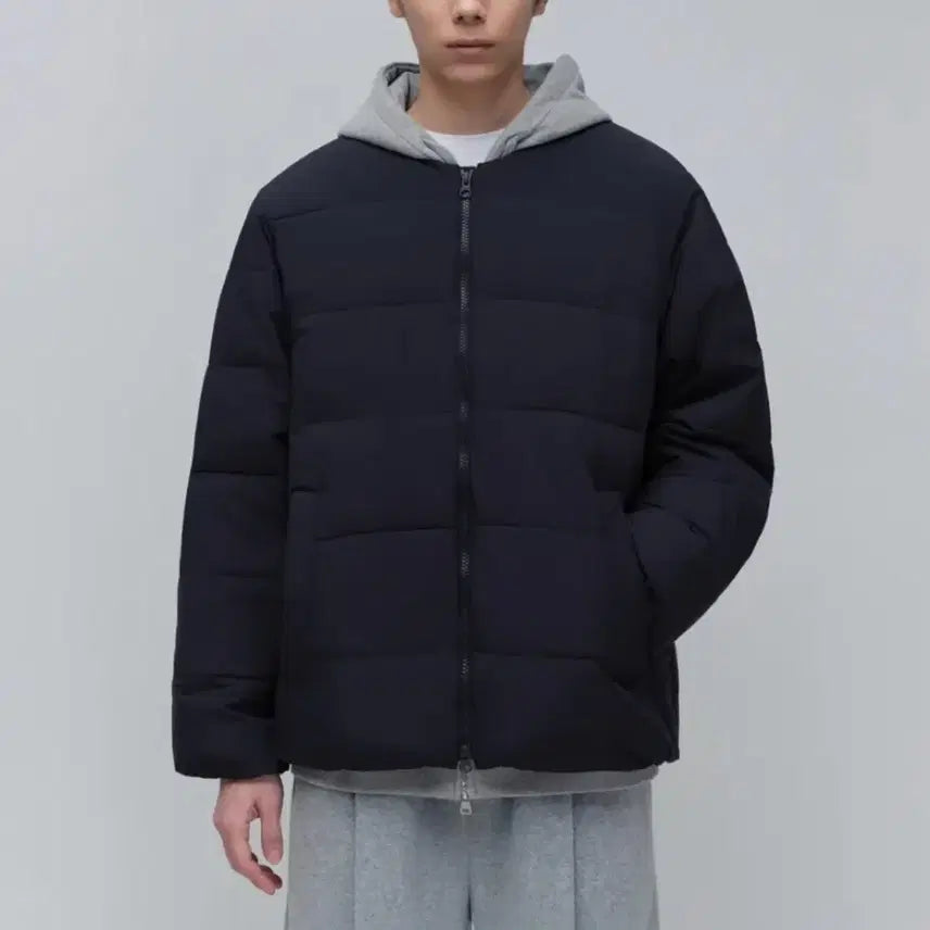 [BUNJANG] Musinsa Standard Daily Puffer Collarless Padding Jacket Navy / 새상품s) 무신사스탠다드 데일리 푸퍼 칼라리스 패딩 재킷 네이비