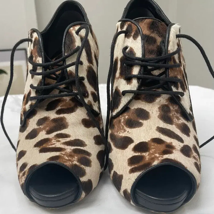 [BUNJANG] Dolce &amp; Gabbana Leopard Print Pony Hair Heels / 돌체앤가바나 레오파트 송치 힐