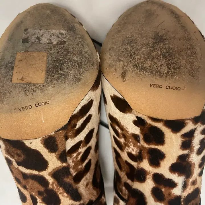 [BUNJANG] Dolce &amp; Gabbana Leopard Print Pony Hair Heels / 돌체앤가바나 레오파트 송치 힐