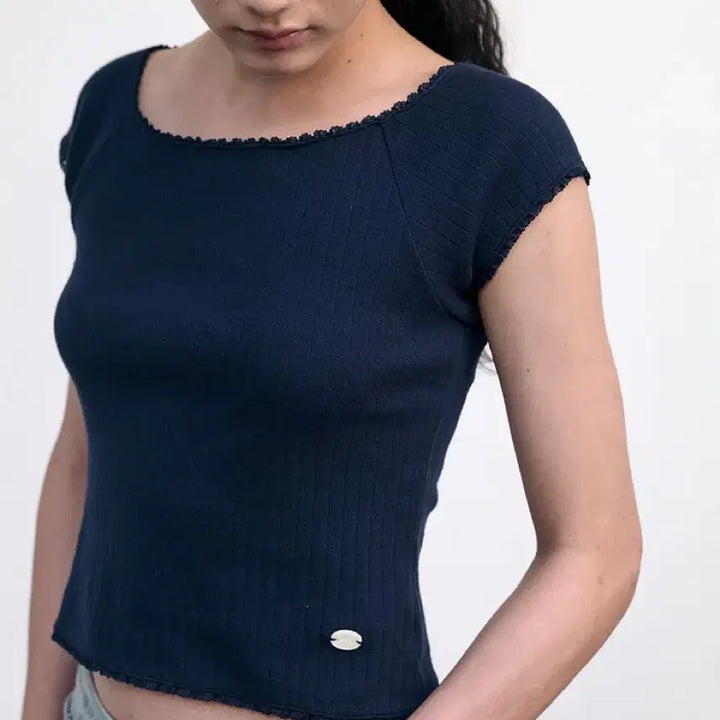 [BUNJANG] GBH Lace Square Neck Top Navy / (새상품) GBH  LACE SQUARE NECK TOP / NAVY