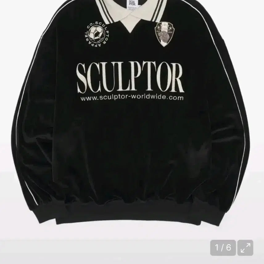 [BUNJANG] Sculptor Velvet Collar Sweatshirt Black M / 스컬프터 벨벳 카라 맨투맨 m