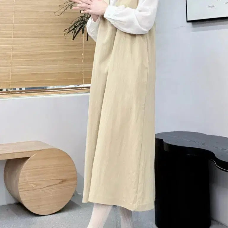 [BUNJANG] Minimal Layered Spring Maxi Dress / 미니멀 레이어드 봄 원피스 / 롱 레이어드 나시 민소매 이지룩 미니멀