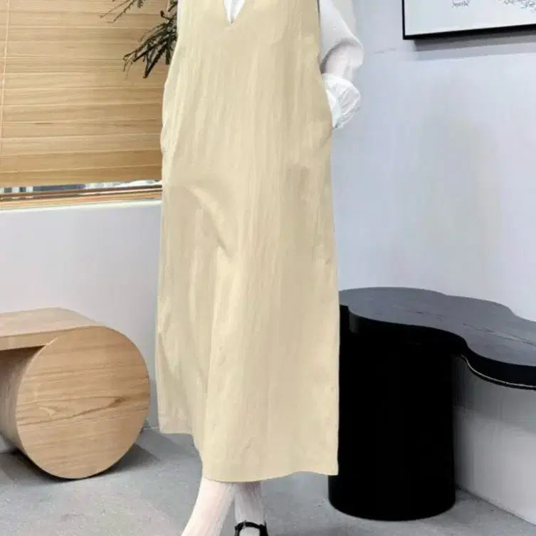 [BUNJANG] Minimal Layered Spring Maxi Dress / 미니멀 레이어드 봄 원피스 / 롱 레이어드 나시 민소매 이지룩 미니멀