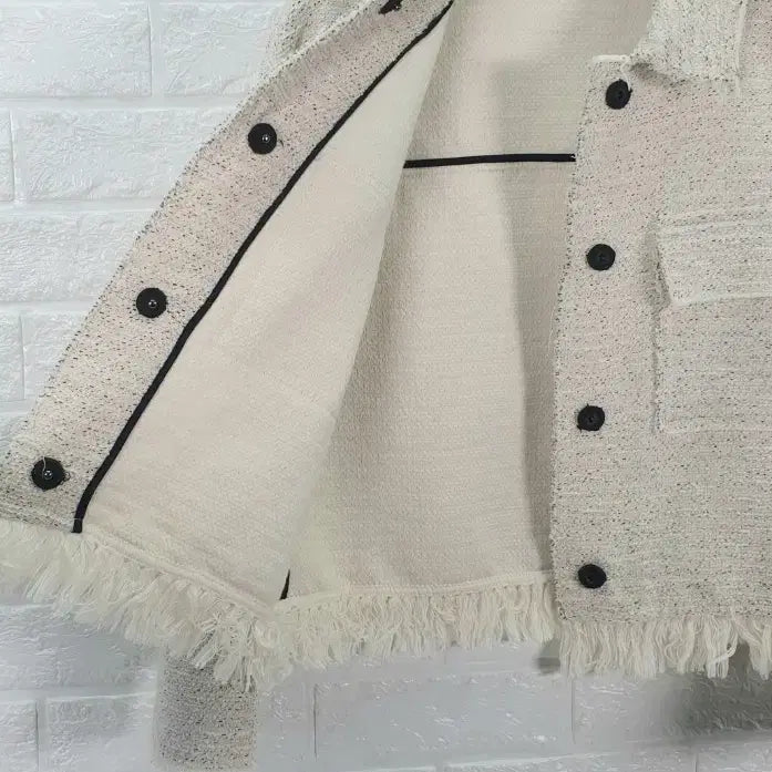 [BUNJANG] Mango Suit Line Frill Tweed Jacket / [55]망고 SUIT 라인 프릴 트위드 자켓
