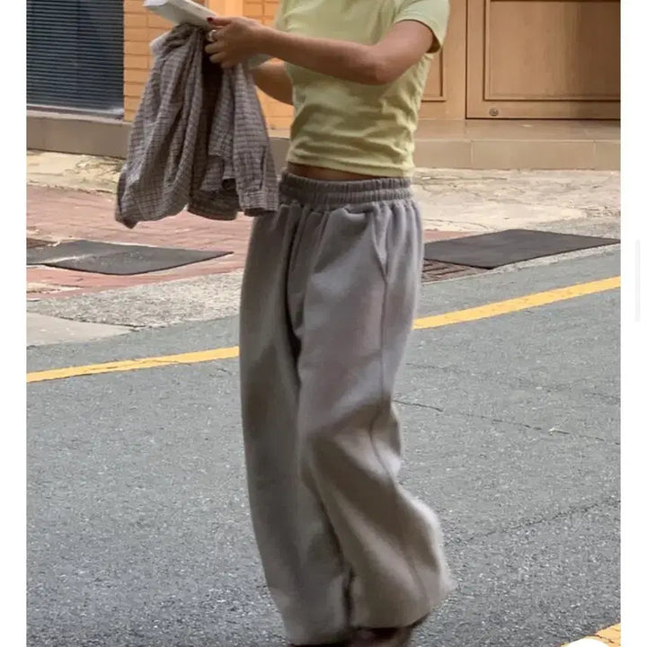 [BUNJANG] Linene Solid Wide Pants Gray / 리넨느 솔리드 와이드 팬츠 그레이