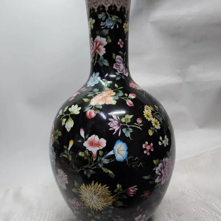 [SOLD OUT] 중국도자기 검정 색채 도자기 화병