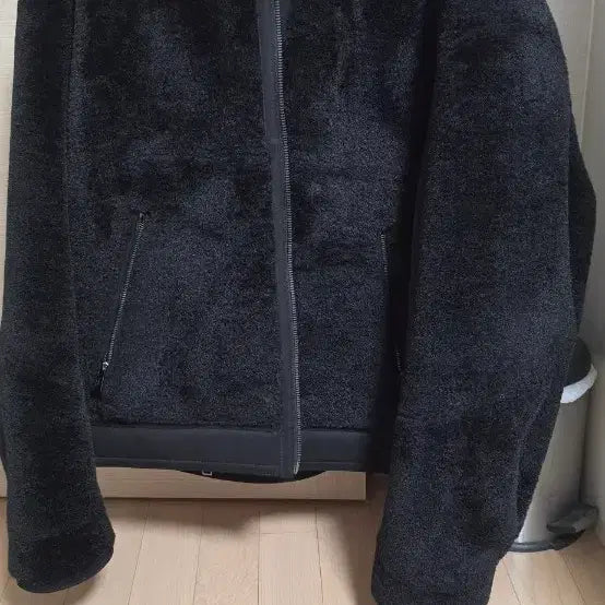 [BUNJANG] System Homme Hooded Fur Zip-Up Jacket / 시스템옴므 후드 퍼 집업 블랙 100사이즈