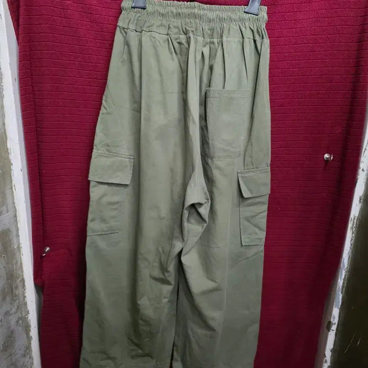 [BUNJANG] The Draw Khaki Cargo Wide Pants / 더 드로우 카키색 카고  와이드팬츠(밴딩)