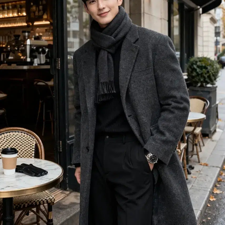 [BUNJANG] Pierre Cardin Pure Wool Long Coat / 특A/100/피에르 가르뎅 그레이 순모 롱 코트