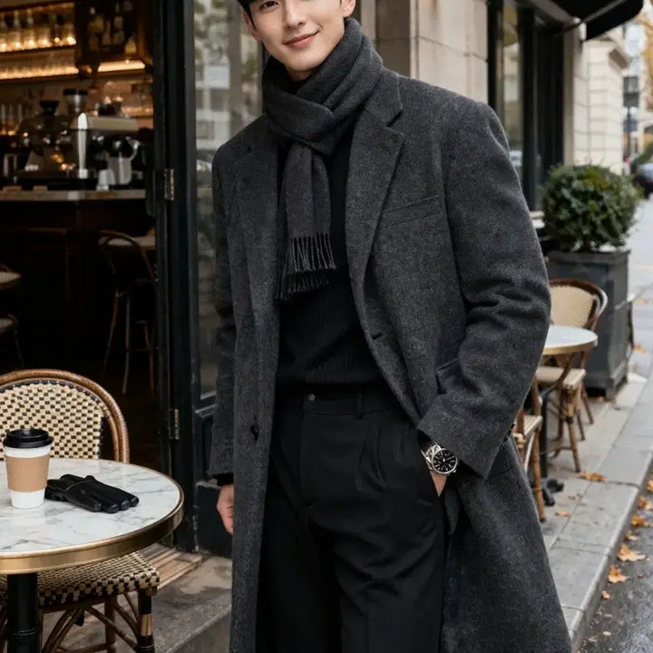 [BUNJANG] Pierre Cardin Pure Wool Long Coat / 특A/100/피에르 가르뎅 그레이 순모 롱 코트