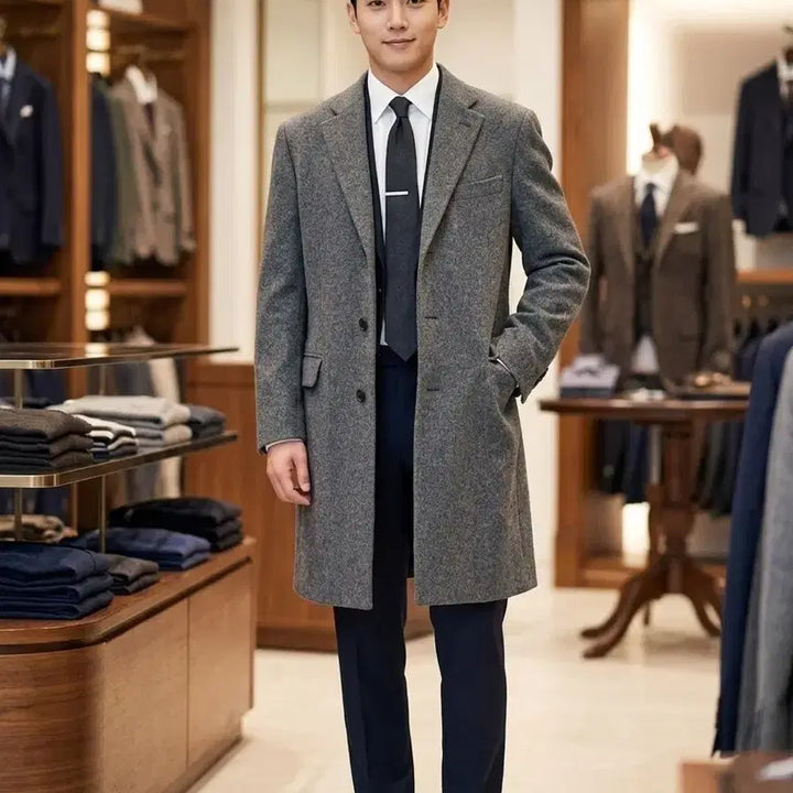 [BUNJANG] Pierre Cardin Pure Wool Long Coat / 특A/100/피에르 가르뎅 그레이 순모 롱 코트