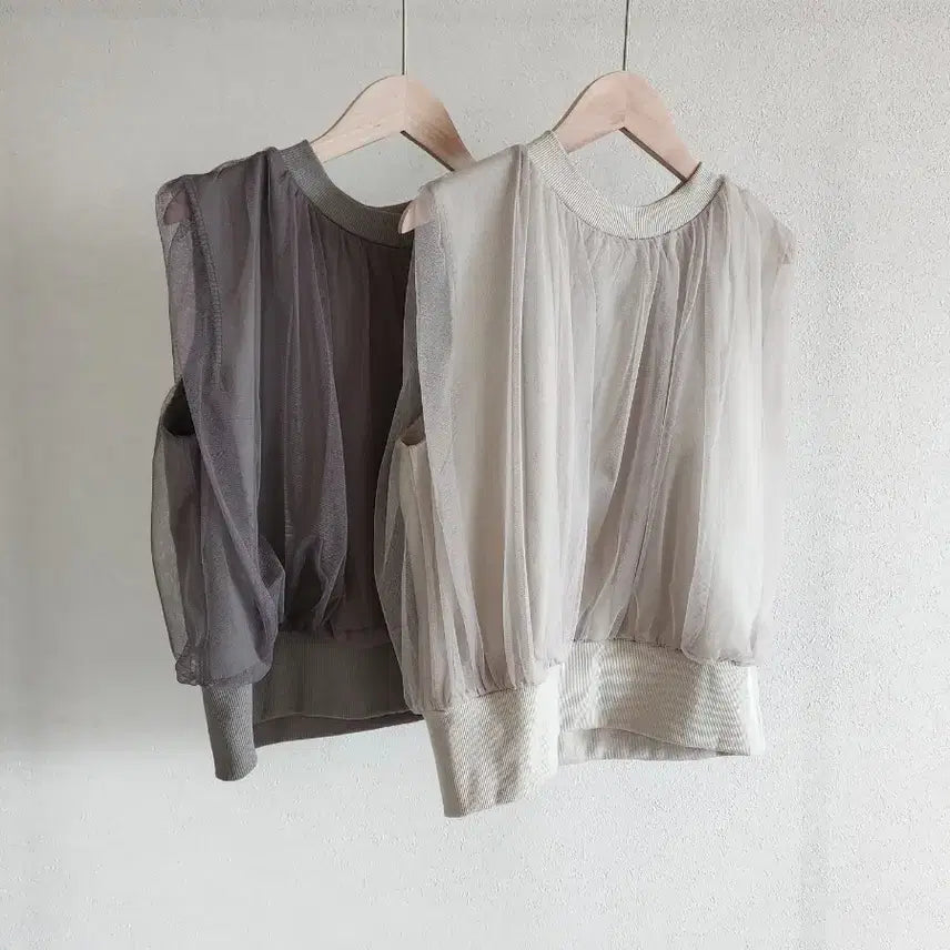 [BUNJANG] Neutral Tone Mesh Vest &amp; Layered Sleeveless Top / 뉴트럴톤 망사 베스트 / 레이어드 4계절 이너탑 민소매 티셔츠 레이스
