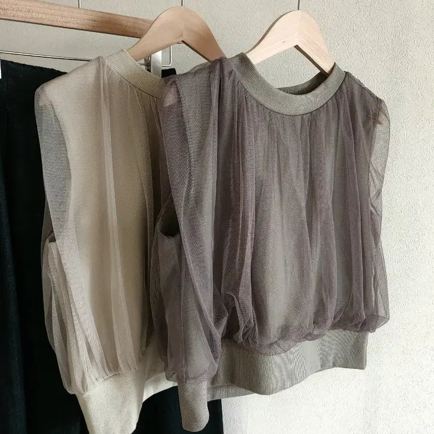 [BUNJANG] Neutral Tone Mesh Vest &amp; Layered Sleeveless Top / 뉴트럴톤 망사 베스트 / 레이어드 4계절 이너탑 민소매 티셔츠 레이스