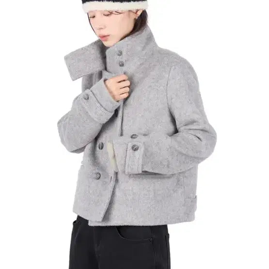 [BUNJANG] Wool Double Short Coat (Grey) / 릿킴 FELT DOUBLE SHORT COAT