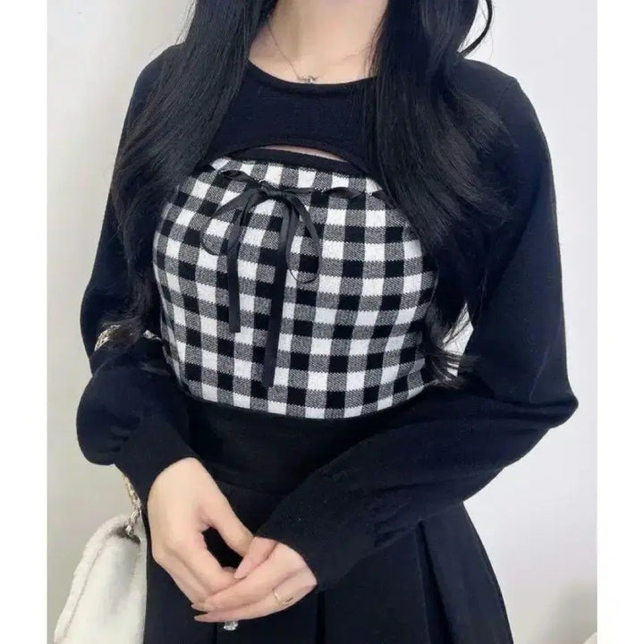 [BUNJANG] INGNI Slit Ribbon Knit Top / INGNI 잉그니 트임 리본 니트 | 일브