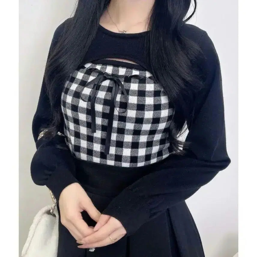[BUNJANG] INGNI Slit Ribbon Knit Top / INGNI 잉그니 트임 리본 니트 | 일브