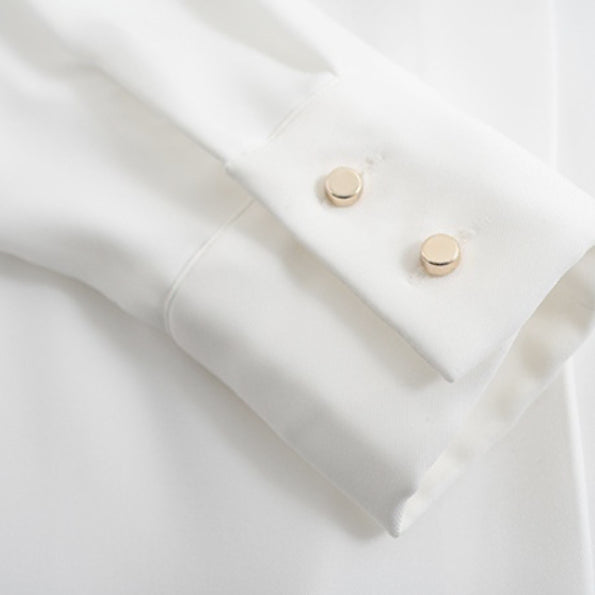[BUNJANG] V-Neck Long Sleeve Blouse - 1 (Free Size) / 여성 브이넥 긴팔 블라우스 셔츠 1 (FREE)