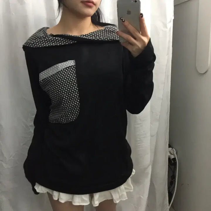[SOLD OUT] Vintage 모리걸 괴짜 도트 케이프 후디