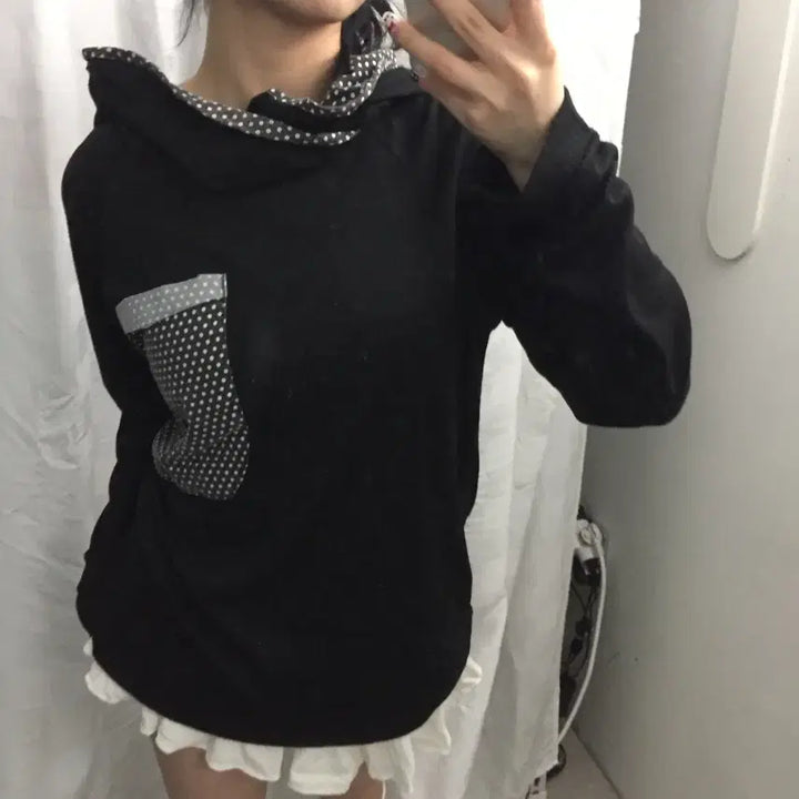 [SOLD OUT] Vintage 모리걸 괴짜 도트 케이프 후디