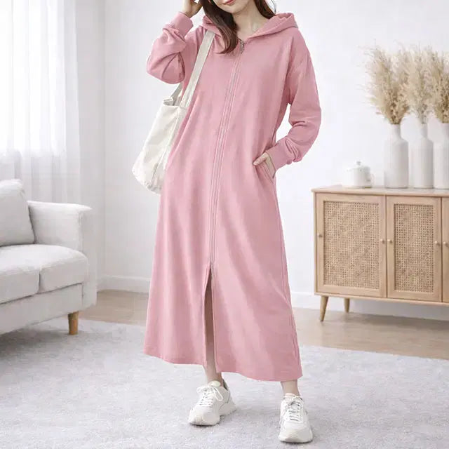 [BUNJANG] Sse Shop ST204 Hooded Long Jacket - Pink / 쎄샵 ST204 후드롱자켓 핑크 FREE556677-1개