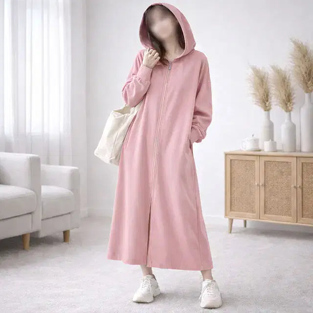 [BUNJANG] Sse Shop ST204 Hooded Long Jacket - Pink / 쎄샵 ST204 후드롱자켓 핑크 FREE556677-1개