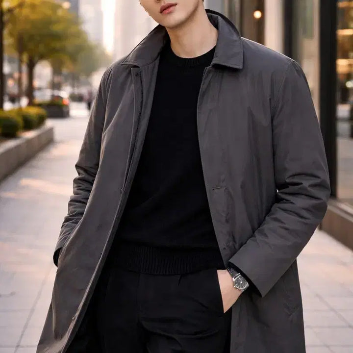 [BUNJANG] AND Z Long Goose Down Lightweight Padded Coat / A급/95/AND Z 짙은 그레이 롱 구스다운 경량 패딩 코트