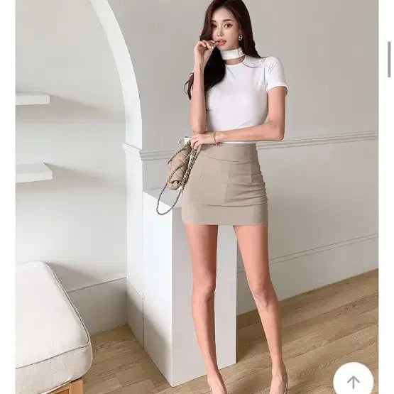 [SOLD OUT] 스위트글램 심플 미니스커트 베이지 s/m