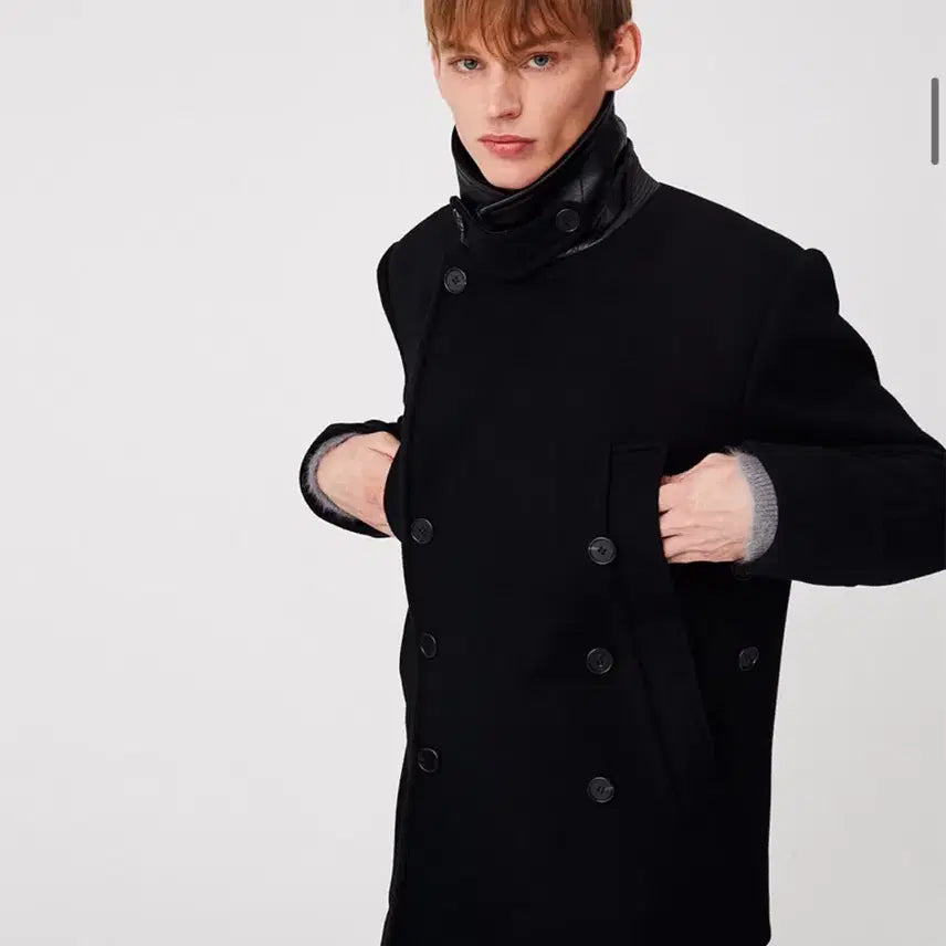 [BUNJANG] MOONSUN Black Pea Coat / MOONSUN 블랙 피코트
