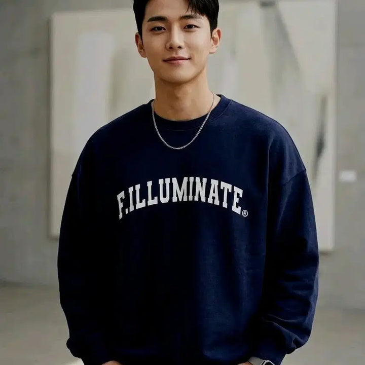 [BUNJANG] F.ILLUMINATE Navy Oversized Sweatshirt / A급/100~105/F.ILLUMINATE 네이비 오버핏 맨투맨 티