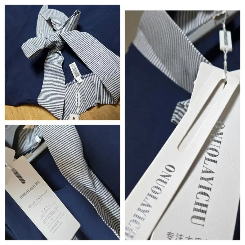 [BUNJANG] Navy Ribbon Detail Dress - New / 리본 원피스 네이비/새상품