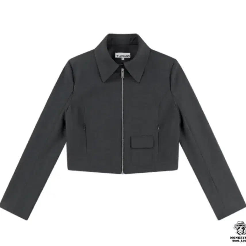 [BUNJANG] Tuomio Ningning Cropped Zipper Jacket Charcoal / 닝닝 착용)뚜오미오 CROPPED ZIPPER JACKET 차콜