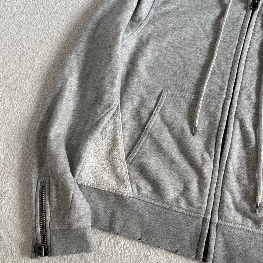 [BUNJANG] Vintage Y2K Gray Glossy Point Hooded Zip-up / 빈티지 y2k 그레이 글로시 포인트 후드집업