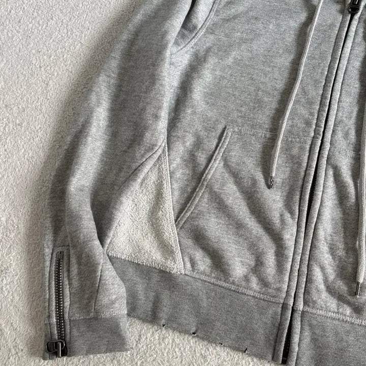 [BUNJANG] Vintage Y2K Gray Glossy Point Hooded Zip-up / 빈티지 y2k 그레이 글로시 포인트 후드집업