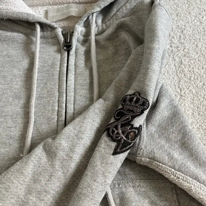 [BUNJANG] Vintage Y2K Gray Glossy Point Hooded Zip-up / 빈티지 y2k 그레이 글로시 포인트 후드집업