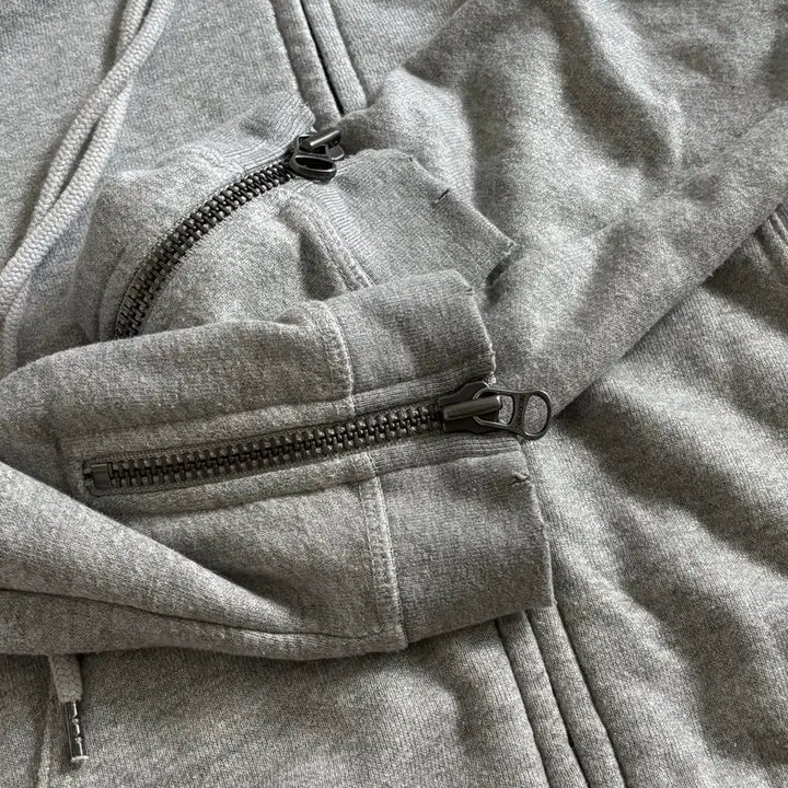 [BUNJANG] Vintage Y2K Gray Glossy Point Hooded Zip-up / 빈티지 y2k 그레이 글로시 포인트 후드집업