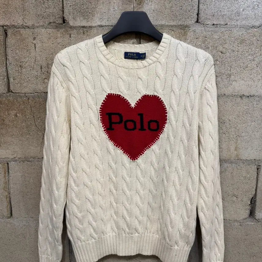 [BUNJANG] Polo Ralph Lauren Heart Cable Knit Sweater / 폴로 랄프로렌 하트 케이블 니트