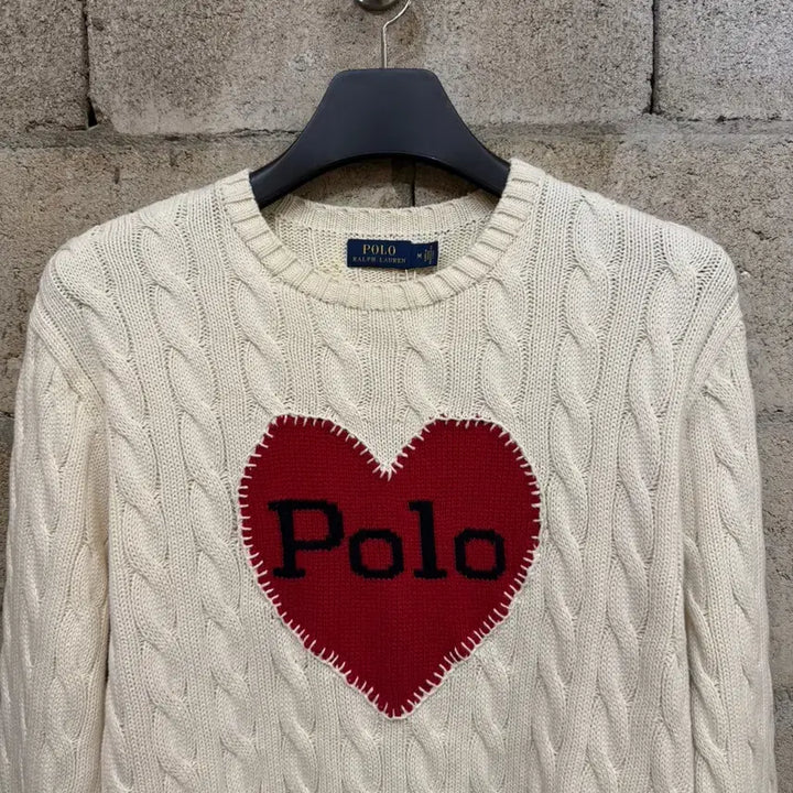 [BUNJANG] Polo Ralph Lauren Heart Cable Knit Sweater / 폴로 랄프로렌 하트 케이블 니트