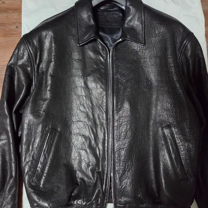 [BUNJANG] Heritagefloss Crest Leather Blouson Jacket / 헤리티지플로스 크레스트 레더 블루종
