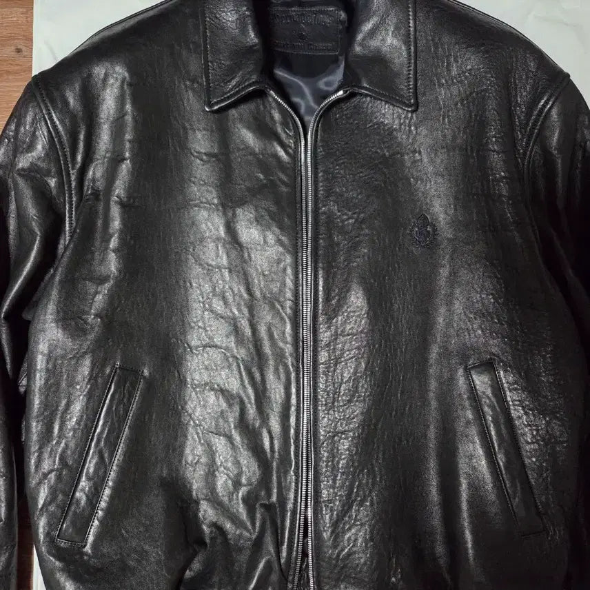 [BUNJANG] Heritagefloss Crest Leather Blouson Jacket / 헤리티지플로스 크레스트 레더 블루종